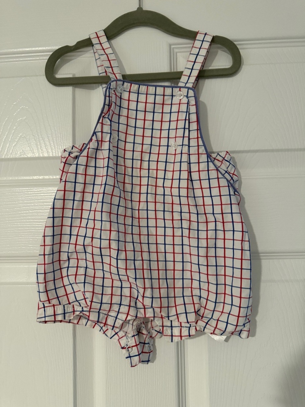 Mayoral Classic Grid Print Baby Romper - Red & Blue - 12 months